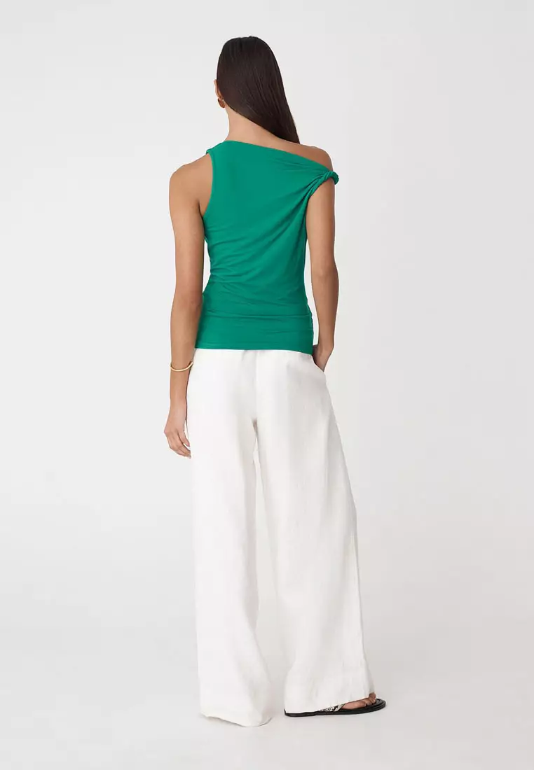 Cici Bamboo Twist Shoulder Top