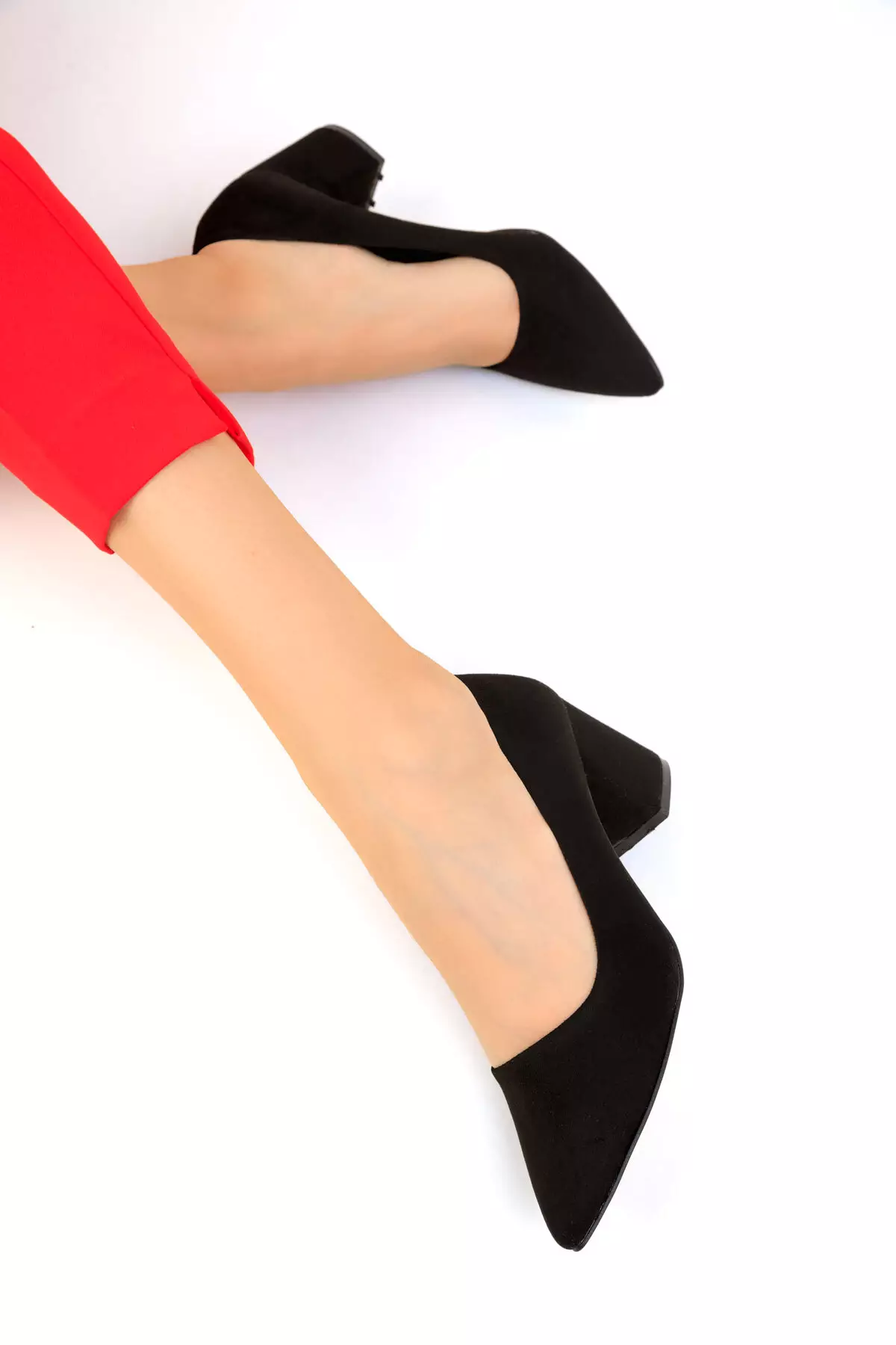 Black Suede Women's Classic Heeled Shoes 18511