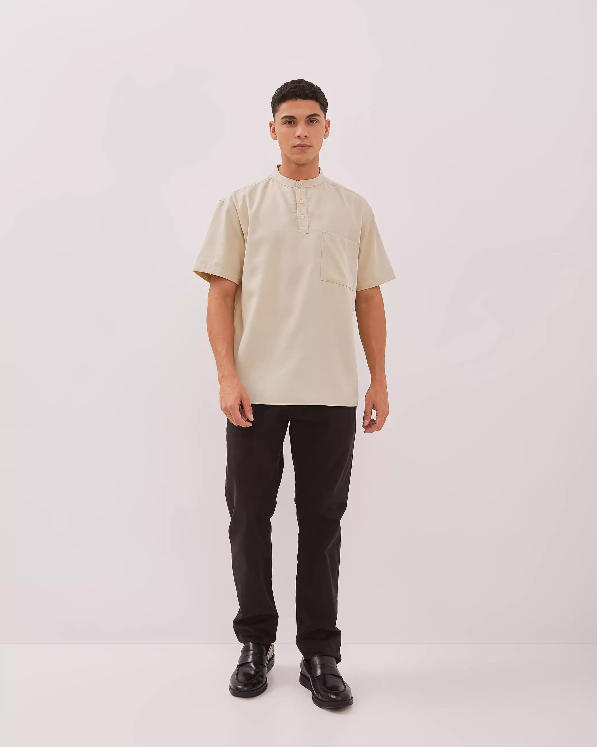 AMK Kemeja Koko Pria Lengan Pendek KK BB Mali Ss Beige