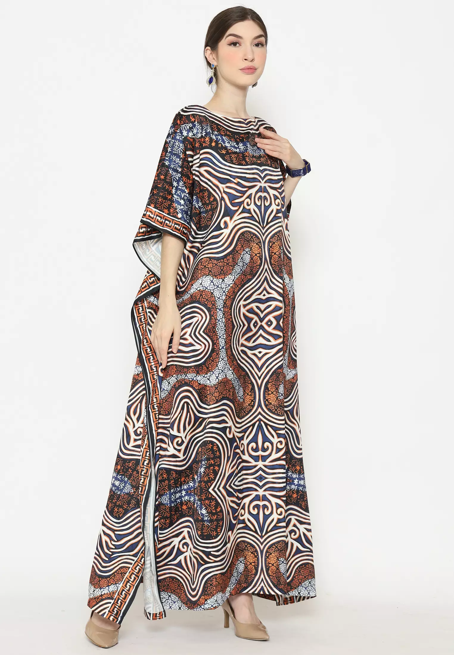 Kanzi Exclusive Short Sleeve Batik Kaftan Bronze