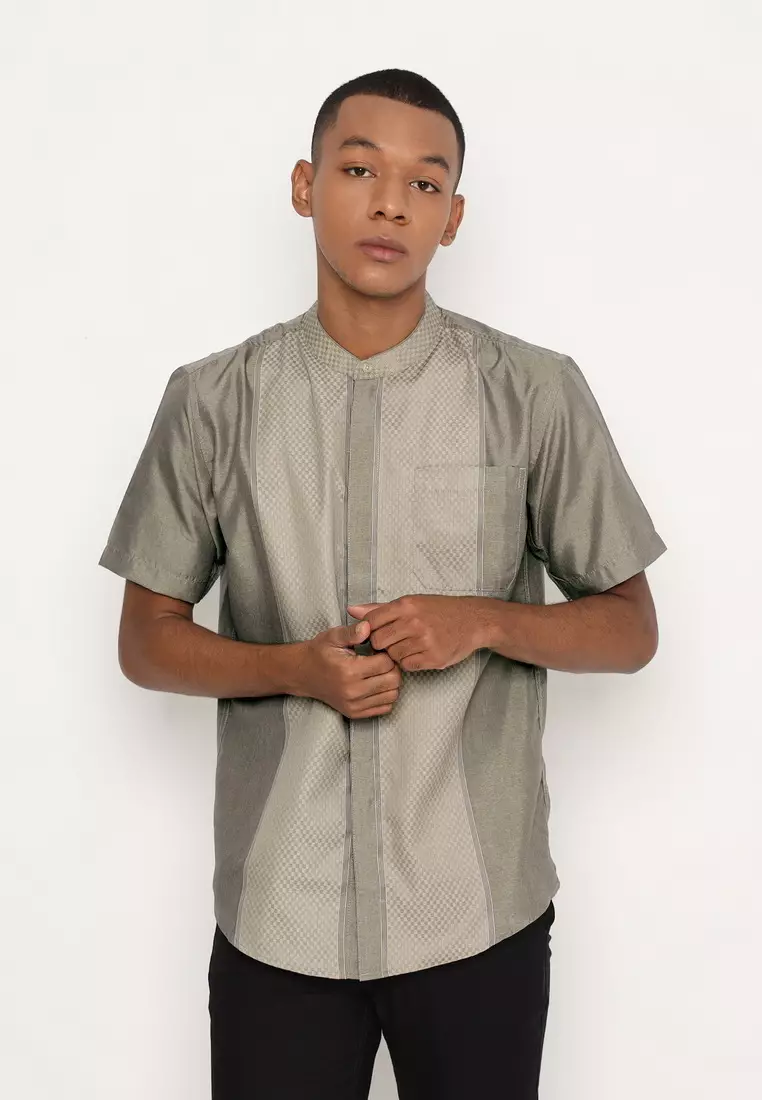 RBJ Kemeja Koko Border Olive Regular Fit Pria