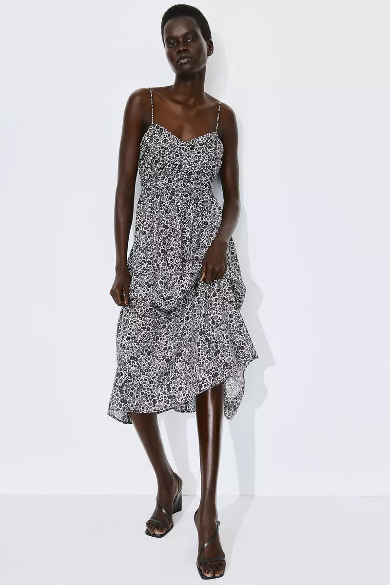 Gathered-bodice dress