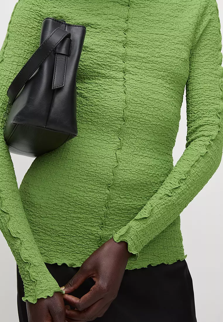 Textured Slash Neck Top