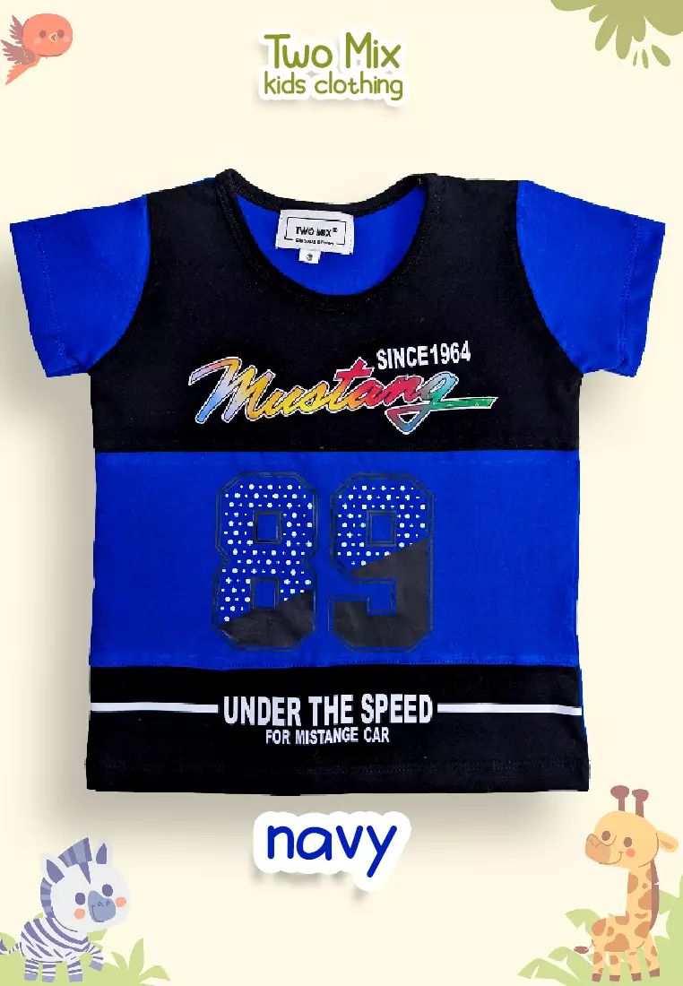 Two Mix - Baju Kaos Anak Laki-Laki Distro - Atasan Anak Cowok Premium 1 2 3 4 5 6 7 8 9 10 11 Tahun 4328A Navy