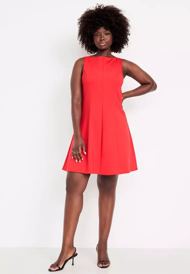 Sleeveless Ponte-Knit Mini Swing Dress