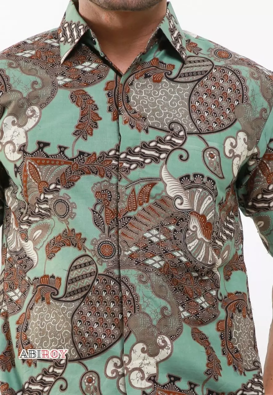 Kemeja Batik Pria Premium Slimfit Elegant Modern Lengan Pendek Dewandra Ijo
