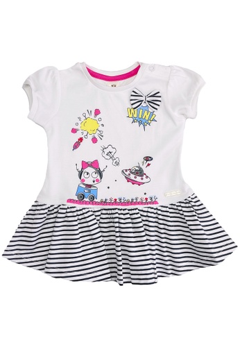 Toffyhouse black and white and pink Toffyhouse Spacegirl adventures cotton stretch dress 6FB00KA3FEA858GS_1