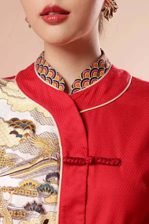 MINIMAL x Melvee - Yihua - Printed Cheongsam Top - Red
