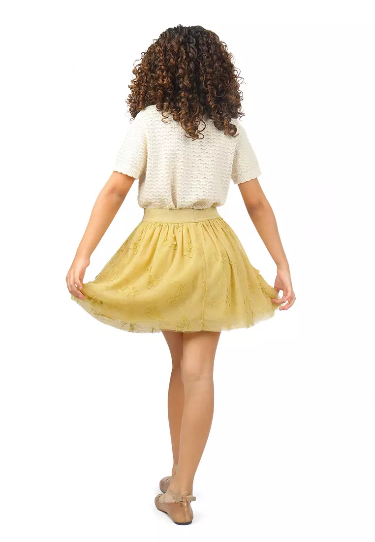 Girls All Over Embroidered Tulle Skirt