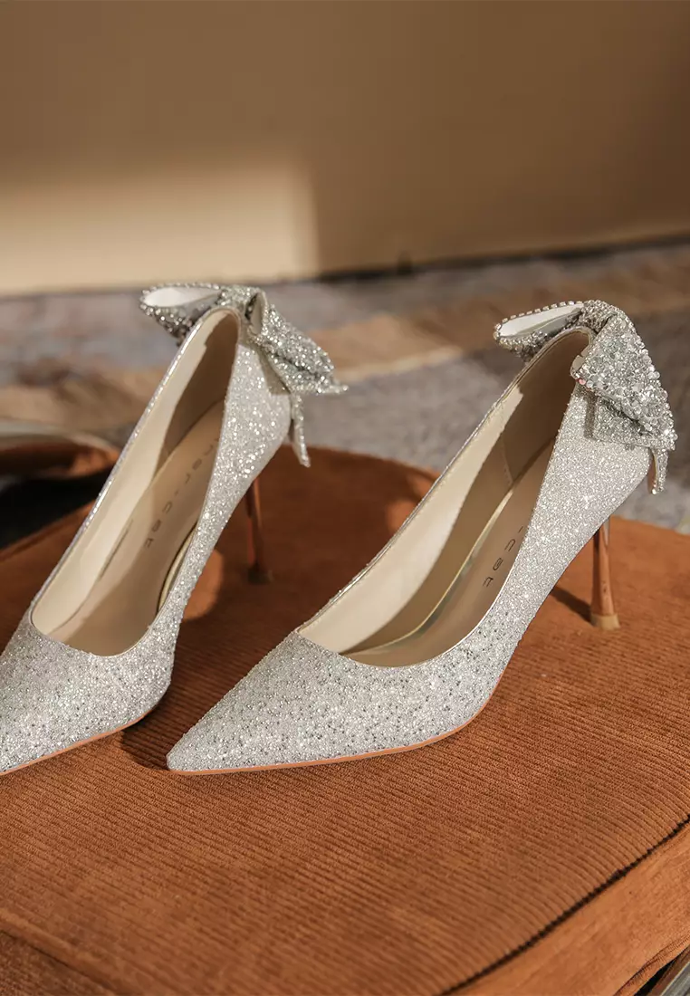 8CM Rosette Glett Leather High Heels Shoes IF855-1