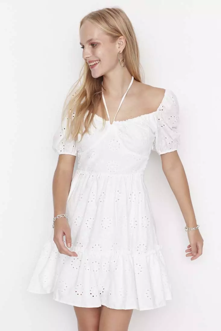 Buy Trendyol Balloon Sleeve Embroidered Dress 2025 Online