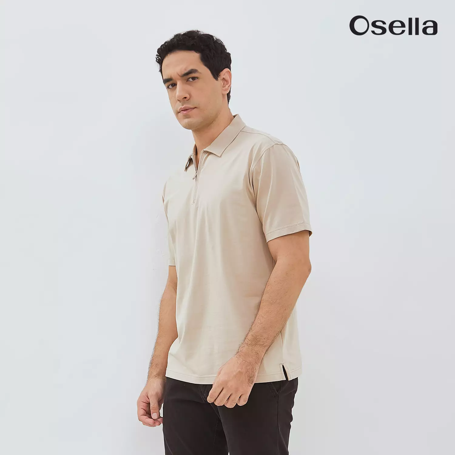 Osella Ultra-Soft Half-Zip Polo 2021660338 | Atasan Kaos Polo Lengan Pendek Pria