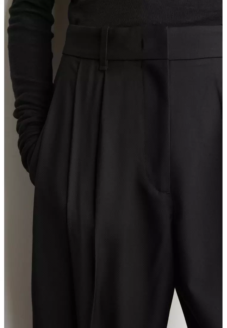 Buy COS PLEATED WOOL-BLEND TULIP TROUSERS 2026 Online | ZALORA