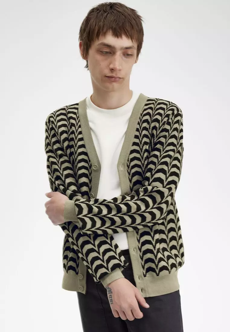 超美品　FRED PERRY / Jacquard Knitted Tank Buy Fred Perry Fred Perry K7604 Printed Jacquard Cardigan