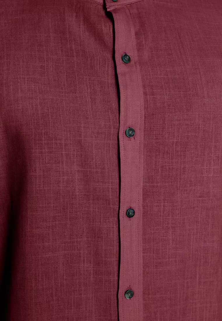 Slim Fit Grandad Collar Shirt