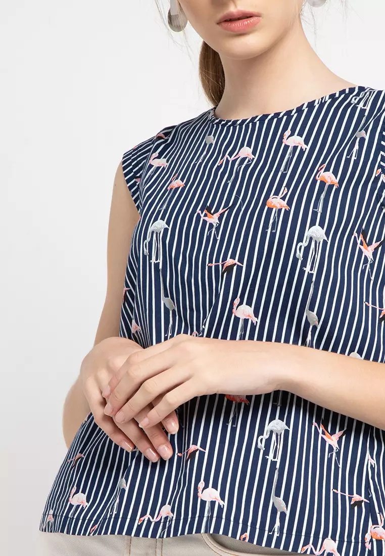 Sarah Blouse In Navy Print