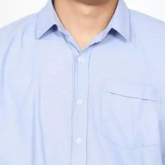 Kenzo Shirt - Kemeja Cotton Lengan Panjang Polos - BIRU Reguler Fit Pria