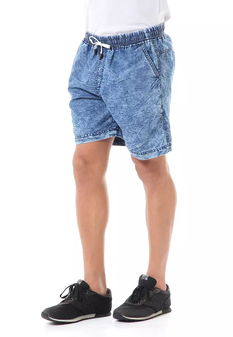 Grissham Celana Jeans Pendek Pria Short Pants Casual Material Denim ORIGINAL - Dark Blue Washed