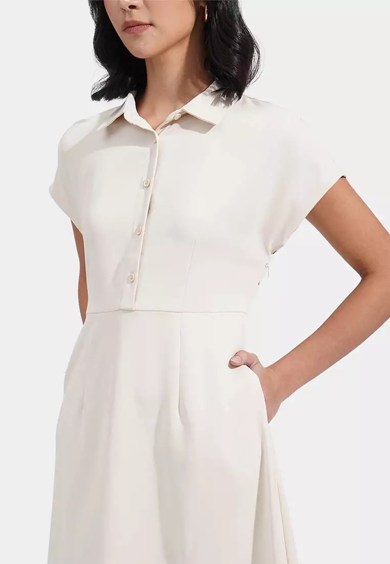 Extended Sleeved Button Down Midi Dress