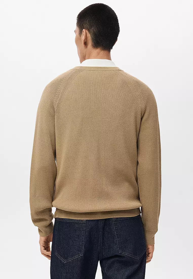 Ribbed Knitted Cardigan With Buttons