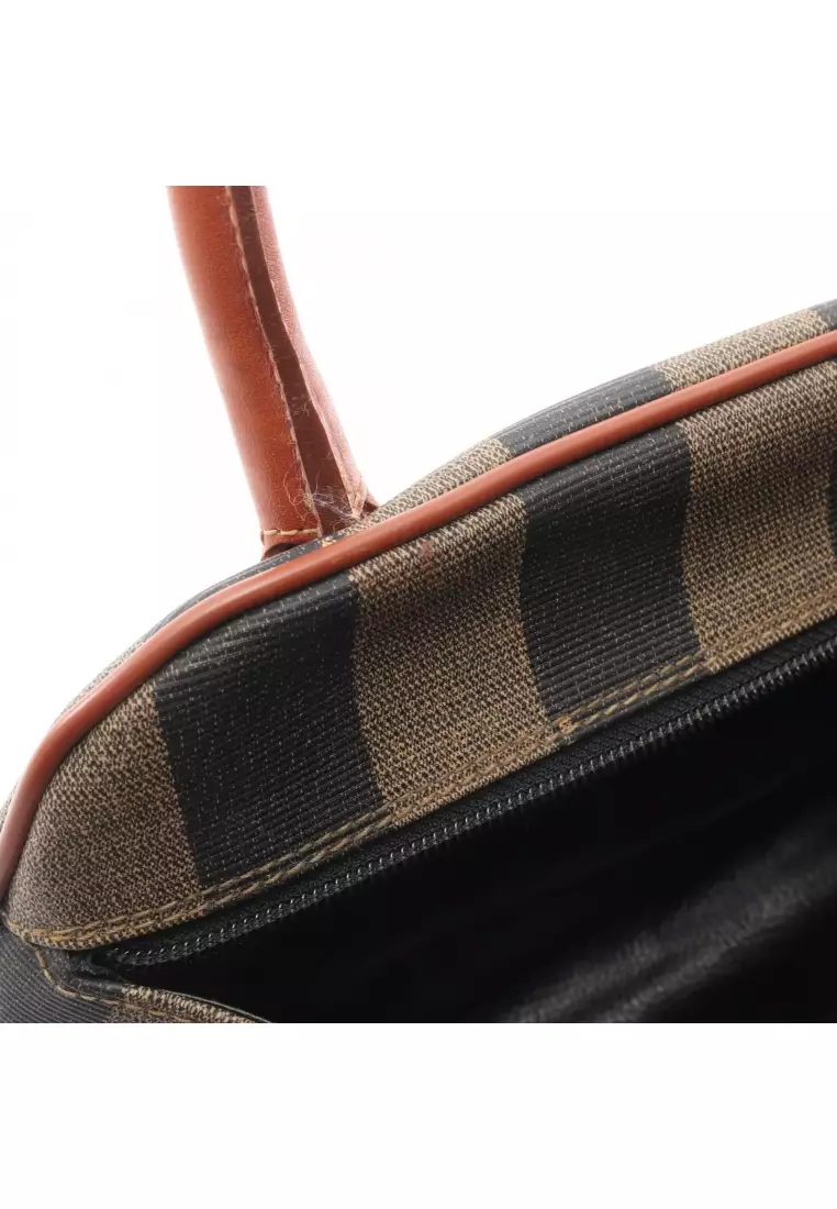 Pre-Loved Fendi Pecan Handbag PVC leather black Brown