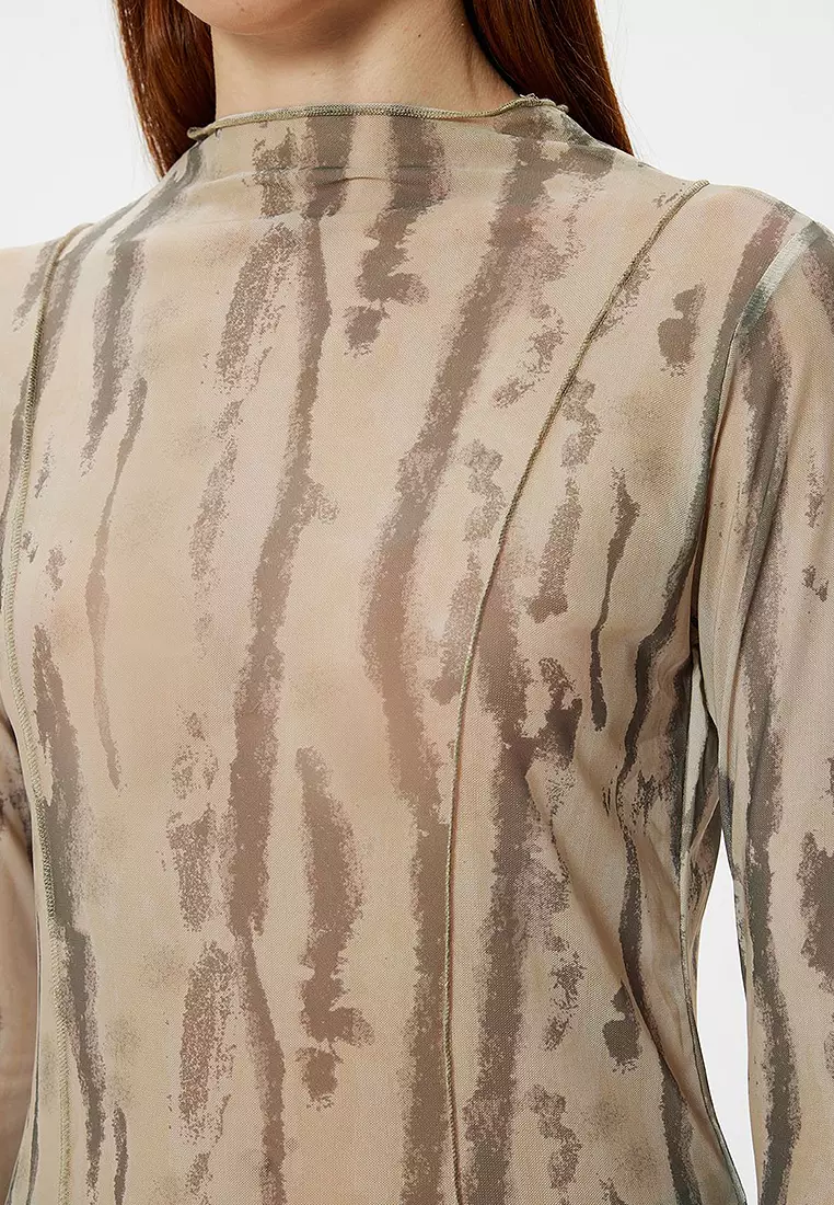 Koton Viscose Mix Zebra Patterned Long Sleeve Turtle Neck