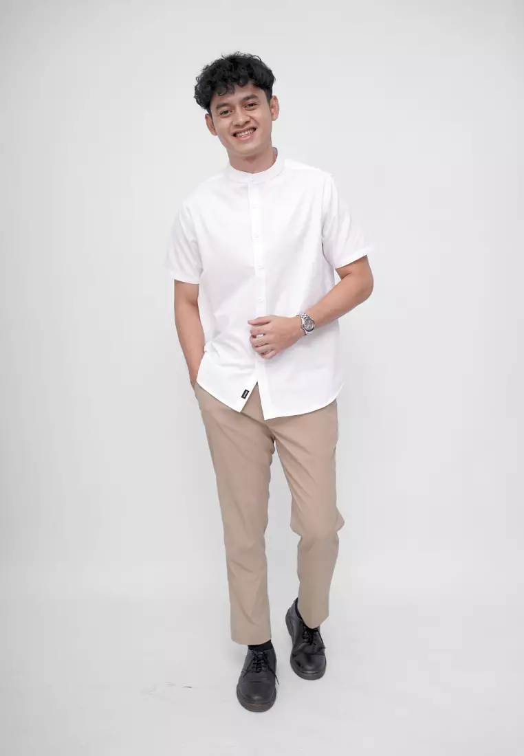 Ryusei Kemeja Kerah Koko Lengan Pendek Seijiro White