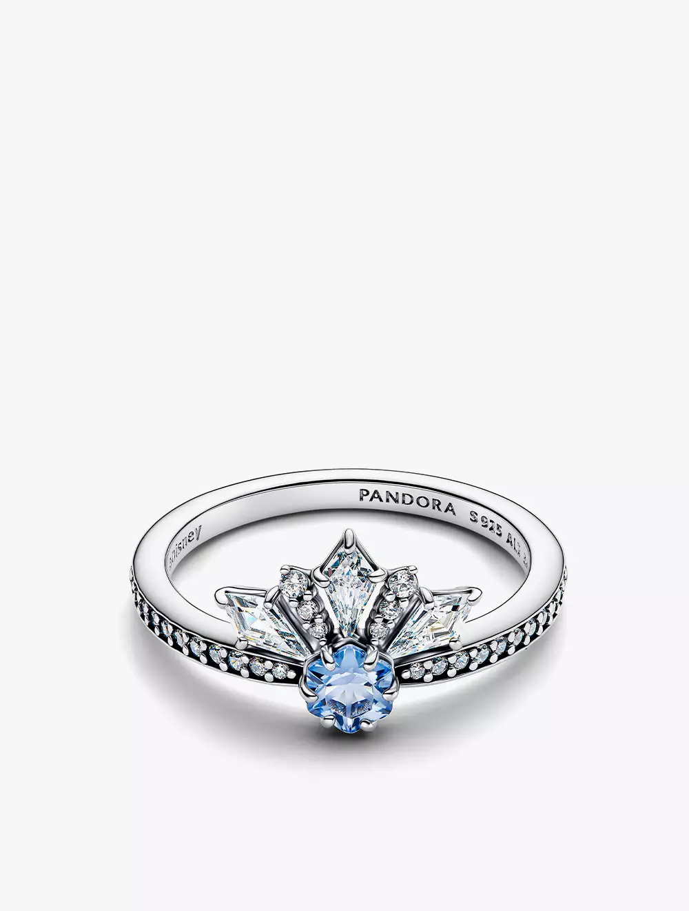 Disney Frozen Elsa Sterling Silver Ring with Water Blue Crystal and Clear Cubic Zirconia - 54