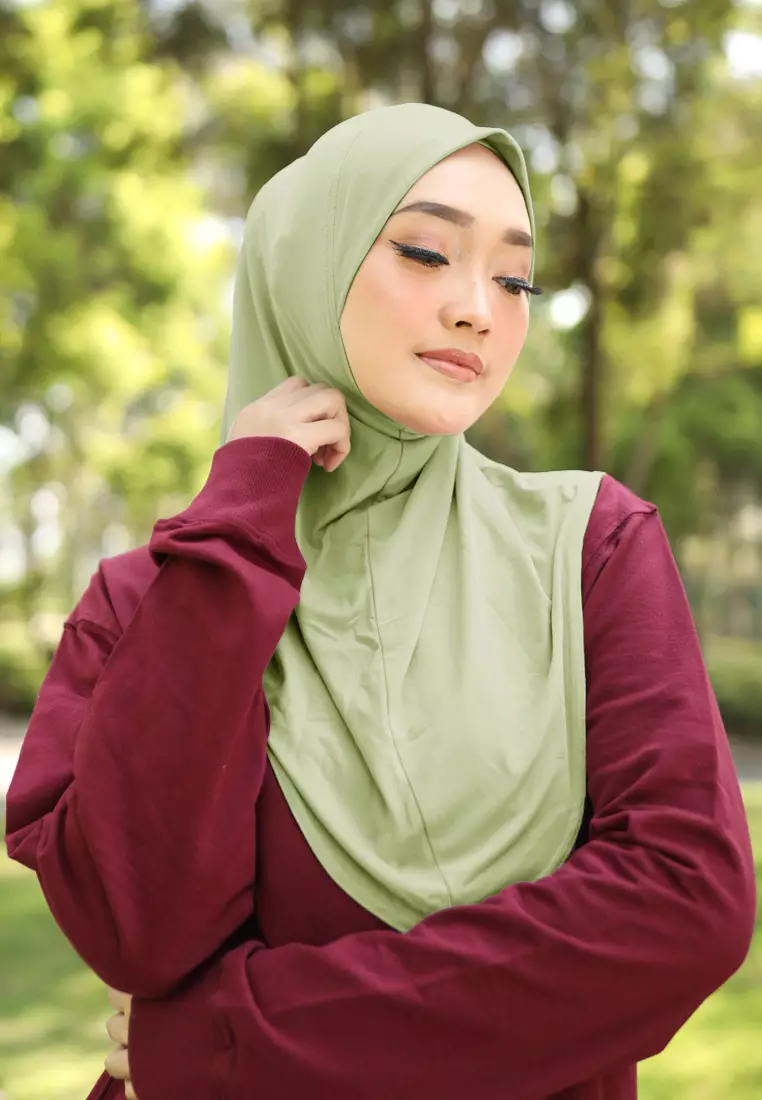 Cotton Bee - Safar Sport Bergo | Hijab Instan Olahraga - Smoke Green