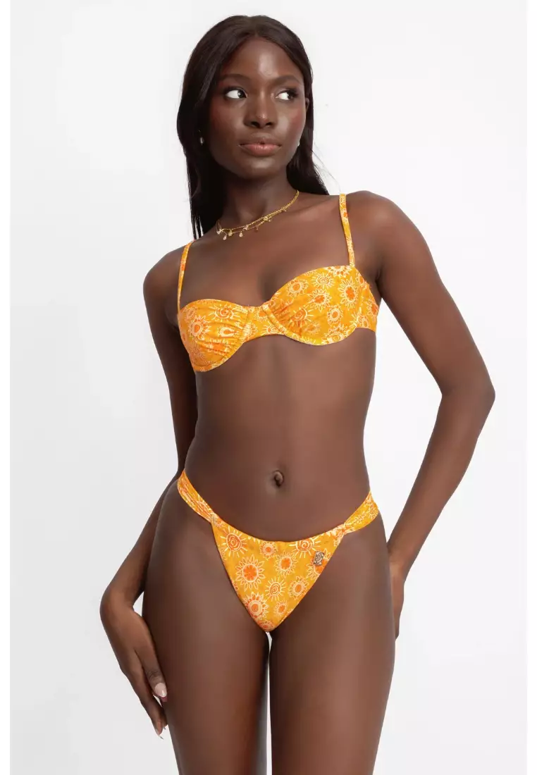 Giana Ruched Cheeky Bikini Bottoms / Mimosa