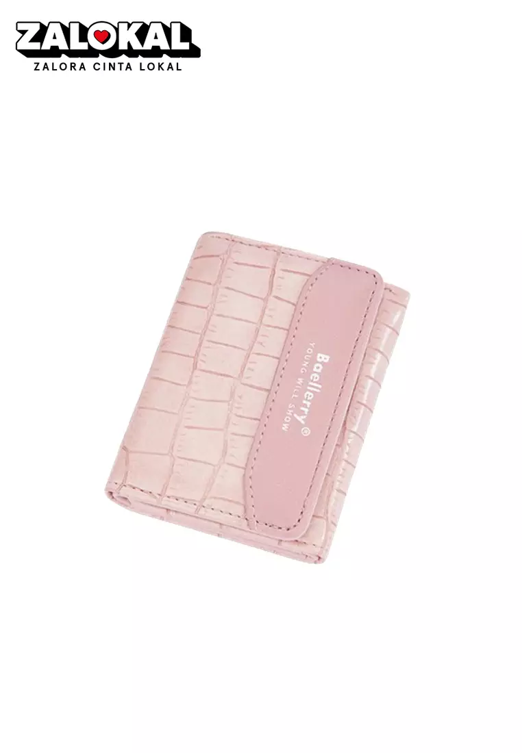 Dompet Wanita Lipat Kecil Bahan Kulit PU Leather Premium ORIGINAL - Pink
