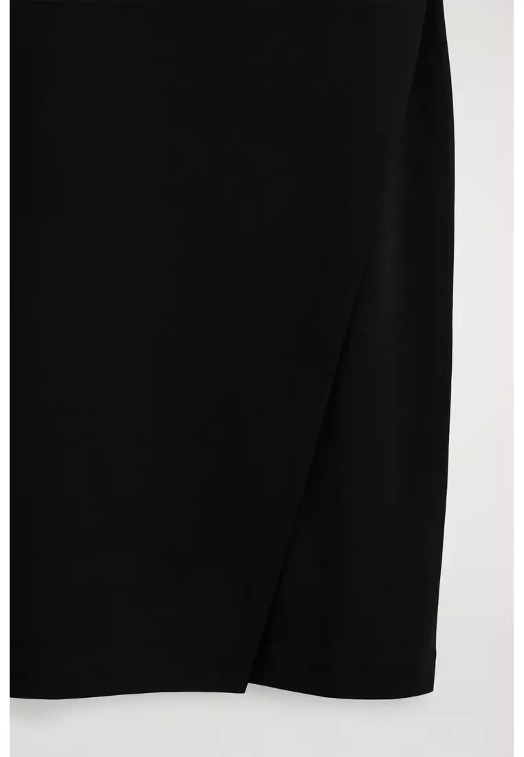 V-NECK WRAPPED MIDI DRESS