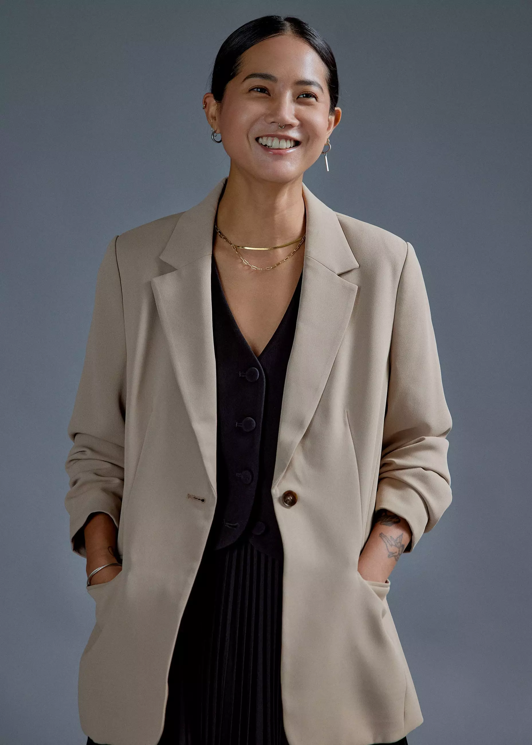 Blazer Wanita - RuchedReady® Aika Classic Shoulder Padded Blazer