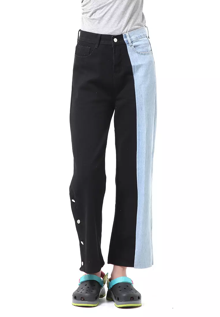 Stella Long Pants Celana Baggy Jeans Wanita Kombinasi 2Warna Material Denim ORIGINAL - Blue Black