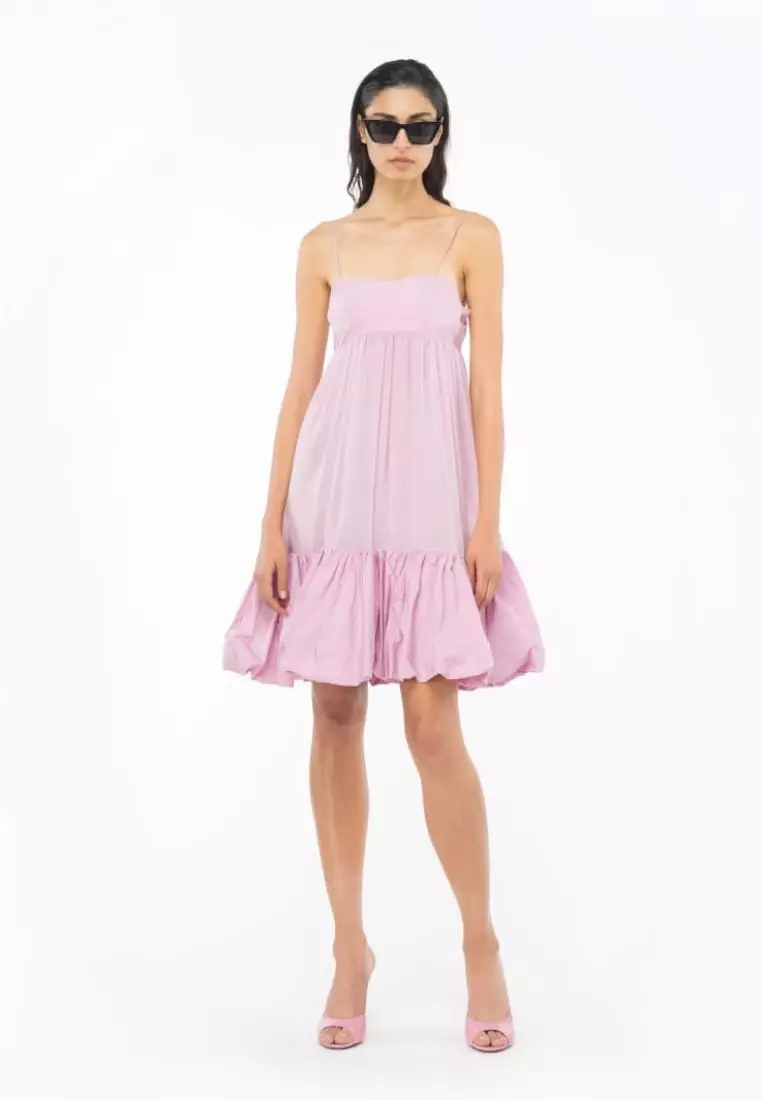 Dress with thin straps and flounce