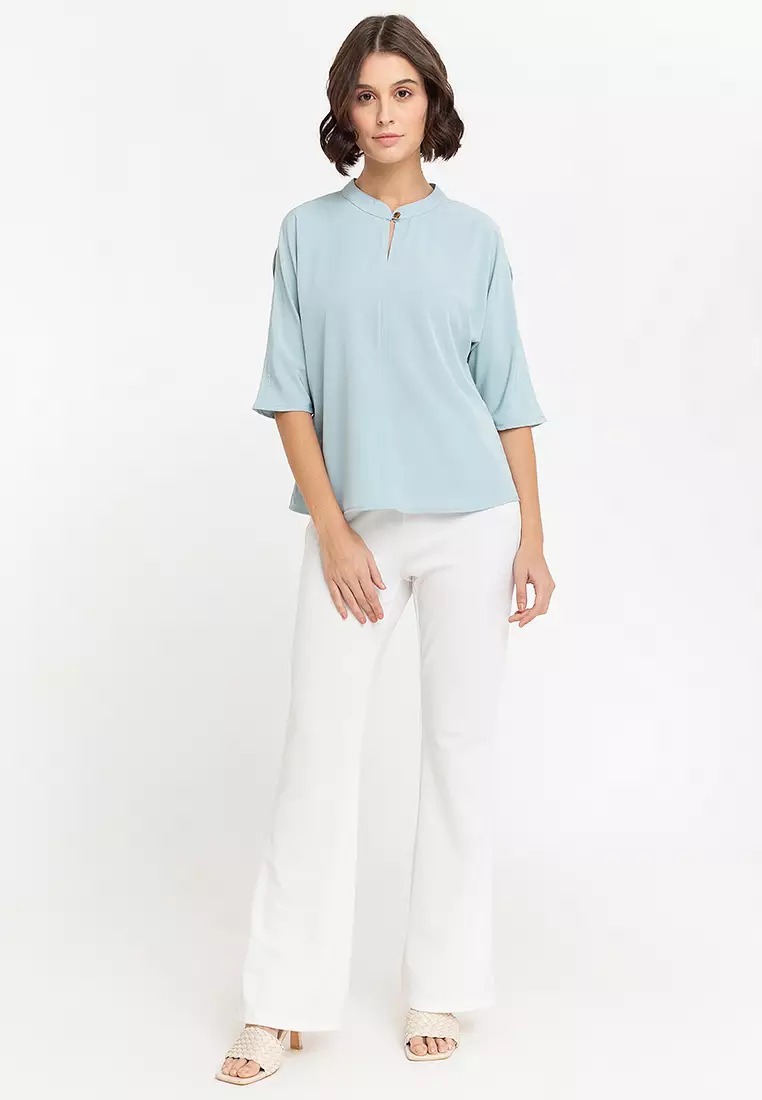 Leith Batwing Blouse with Shoulder Slit