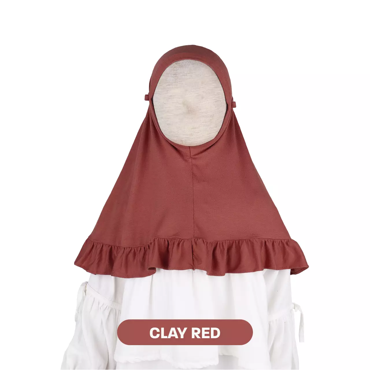 Mooi Hijab Ruffle Instant Anak Jilbab Anak Perempuan Nada Hijab - Clay Red