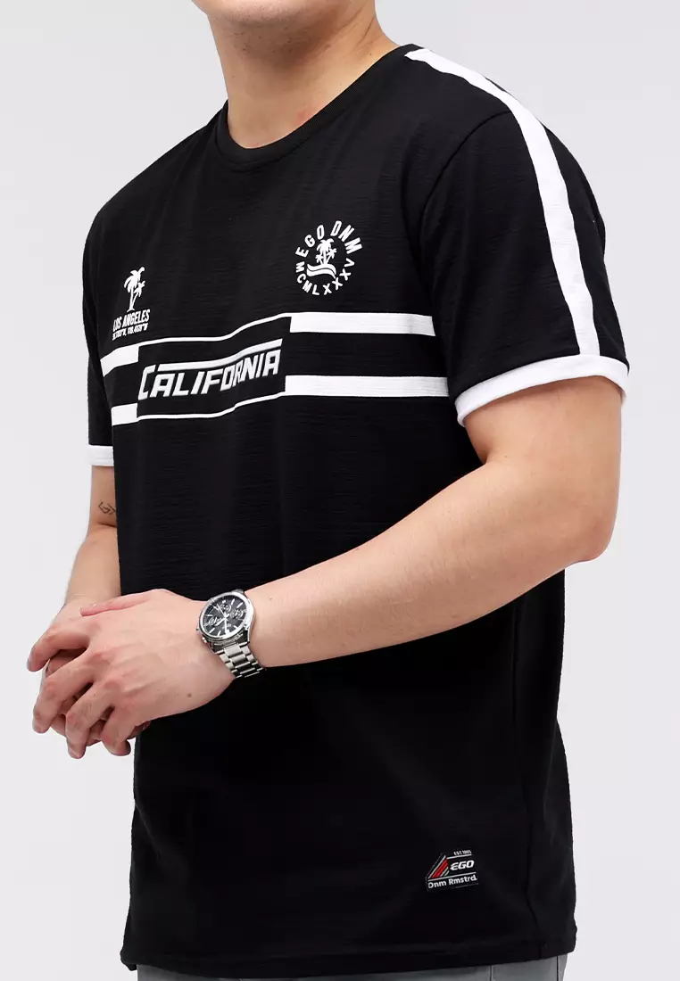 Round Neck Streaky Short Sleeves