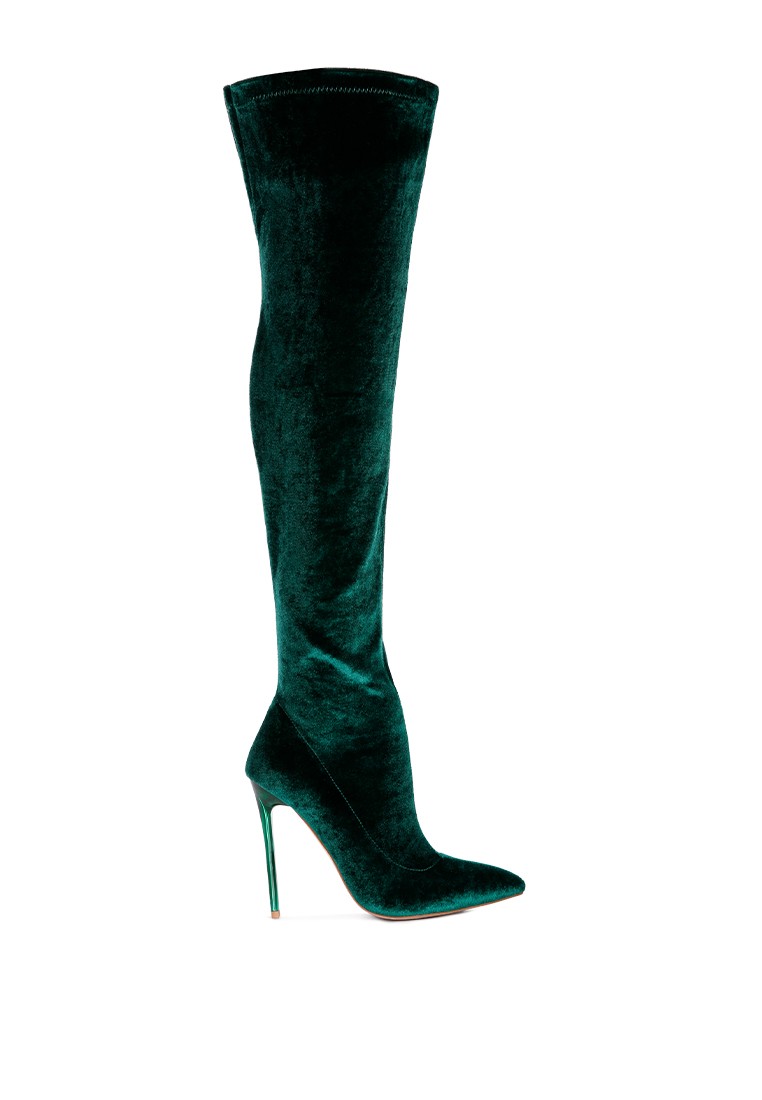 Green Stiletto Calf Boots
