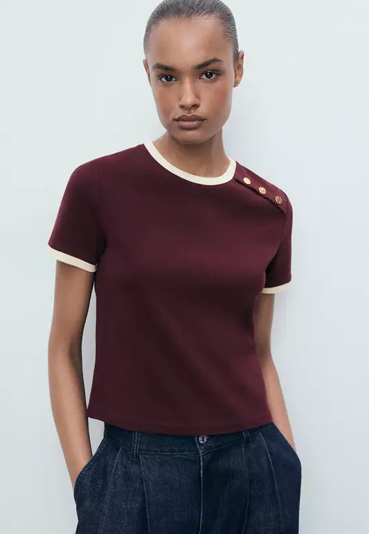 Buttoned Cotton T-Shirt