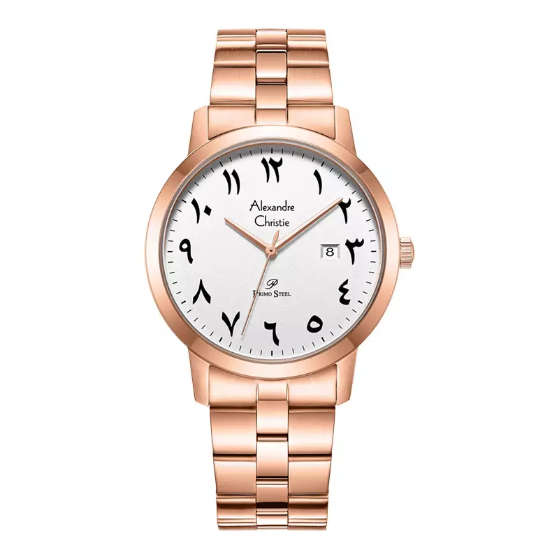 Jam Tangan Pria Alexandre Christie Primo Steel AC 1007 MD BRGSLBA Men Silver Dial Rose Gold Stainless Steel Strap