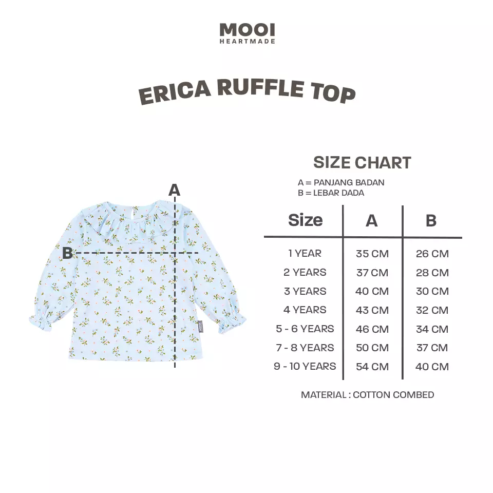 Mooi Atasan Anak Perempuan Erica Ruffle Top - Cream