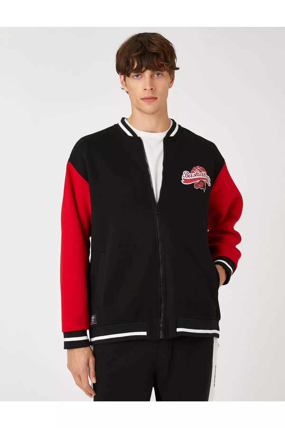 Buy KOTON College Jacket Bomber Collar Zip in Black 2024 Online