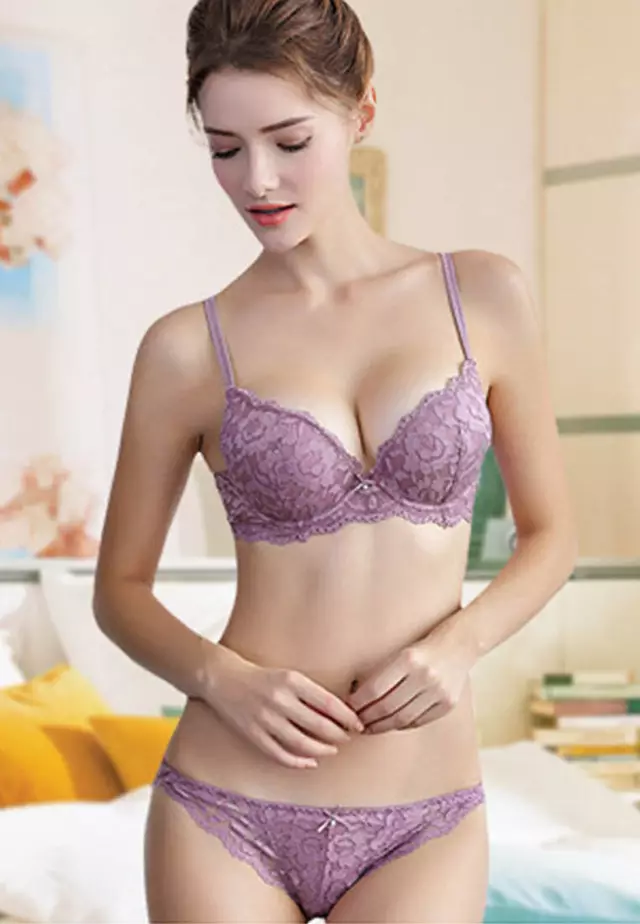 Lace Underwire Bra with Panty Set CA123114PU
