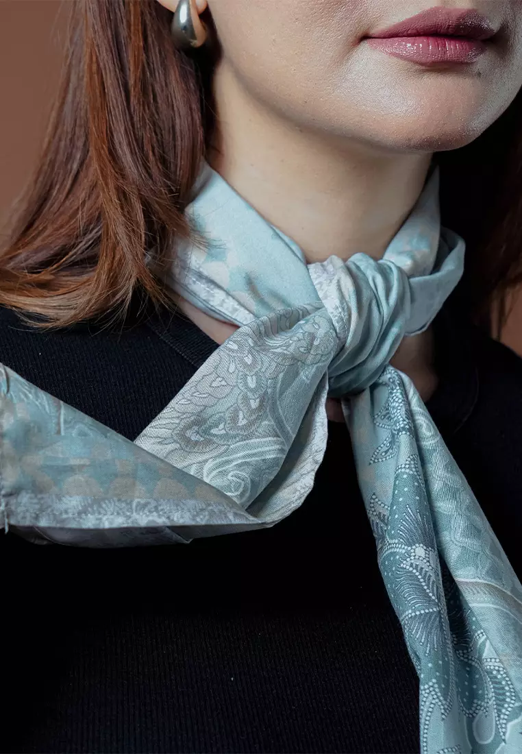 Hadinata Batik Wanita Syal Scarf Shandita Soft Blue