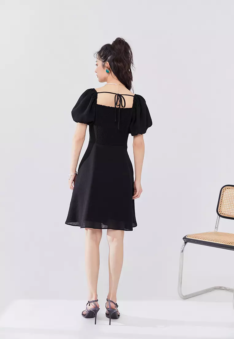 Square Neck Chiffon Mini Dress