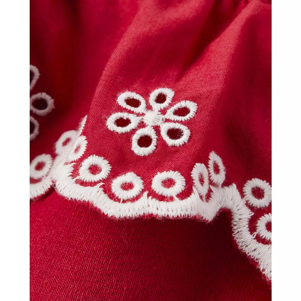 Toddler Girls Eyelet Ruffle Tank Top Little Classics - Atasan Bayi Perempuan (Merah)