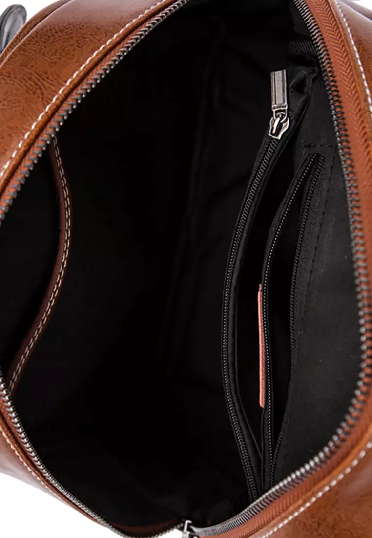 Women's Retro Zipper Cowhide Leather Backpacks