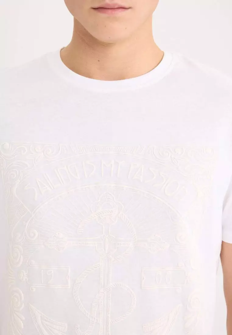 Regular Fit Crew Neck Printed Short Sleeve T-Shirt