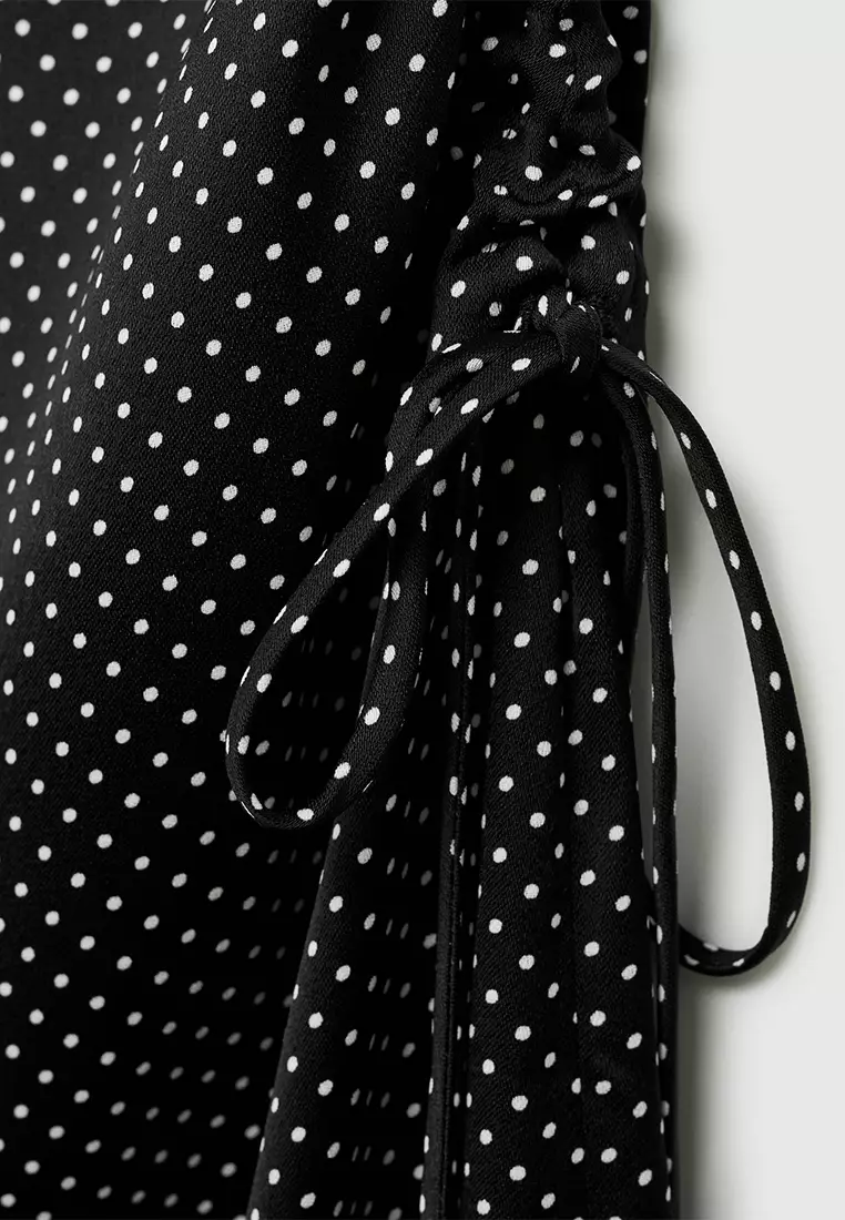 Polka-Dot Dress With Side Ruched